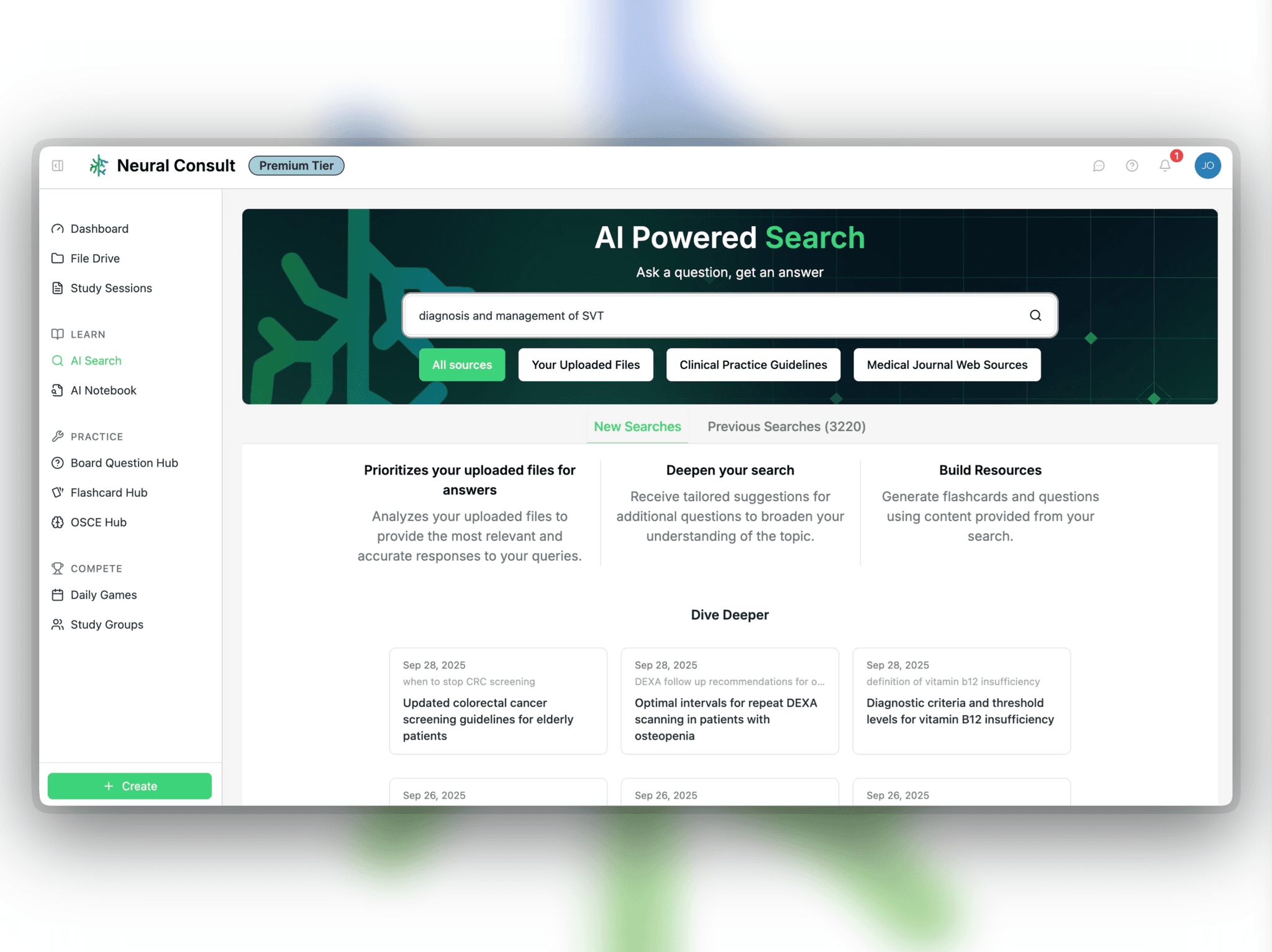 Step 1: Input a question or topic, and select your source
