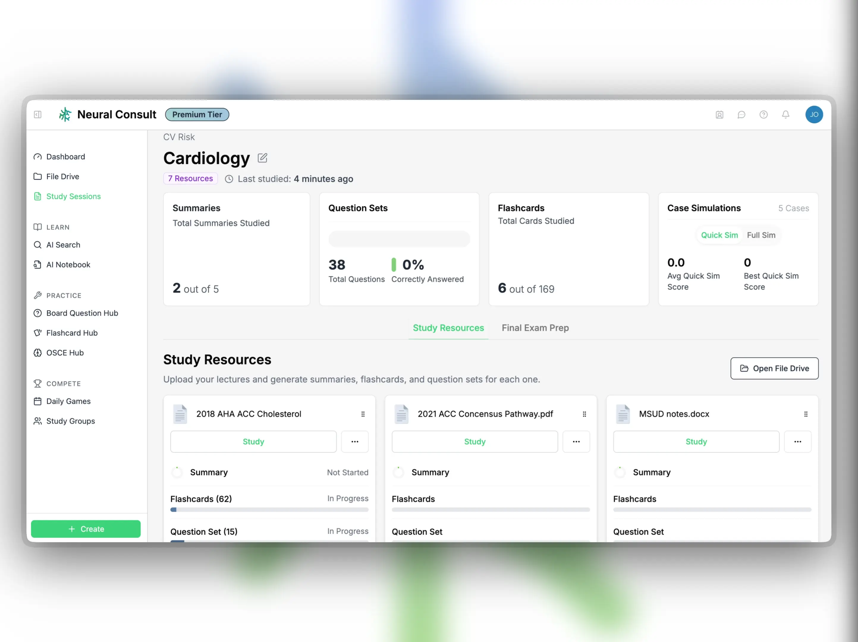 Step 1: Upload the set of files you’d like to study from