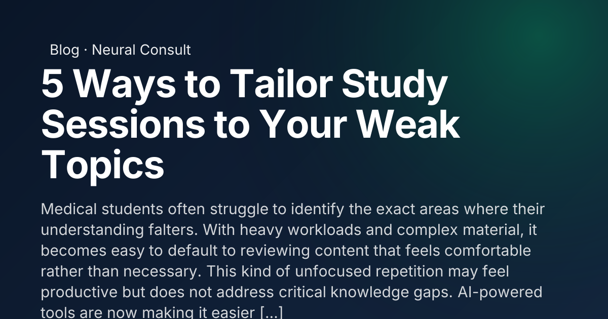 5 Ways to Tailor Study Sessions to Your Weak Topics | Neural Consult