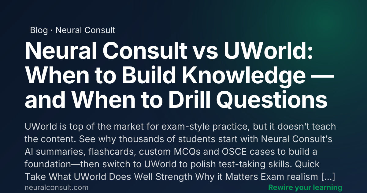 Neural Consult vs UWorld: When to Build Knowledge — and When to Drill ...